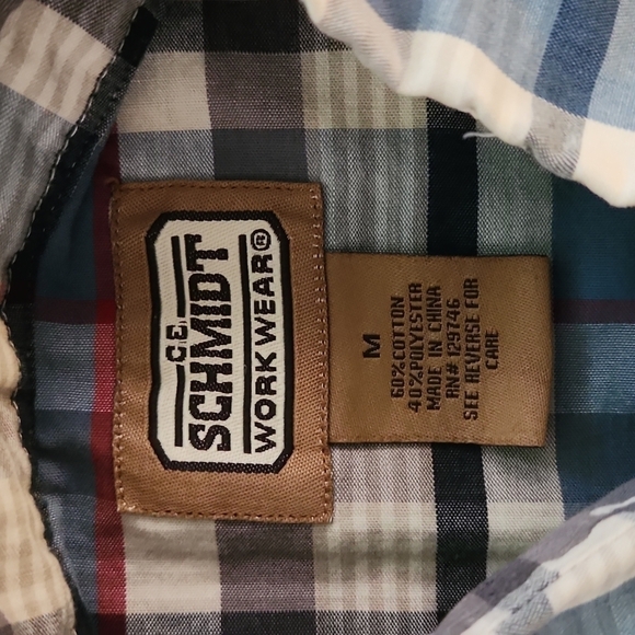 C.e. Schmidt Workwear Blue & Red Plaid Button-Up Shirt - Picture 5 of 6